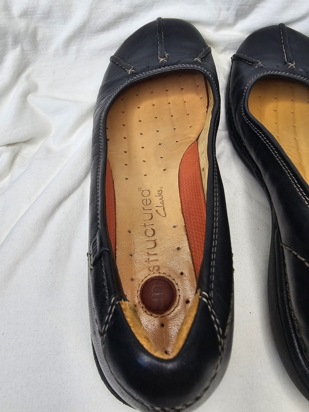 Y2K Clarks Unstructured Flat Shoes Rosily Brown Ballet Leather Loafer Slip On - Picture 11 of 16